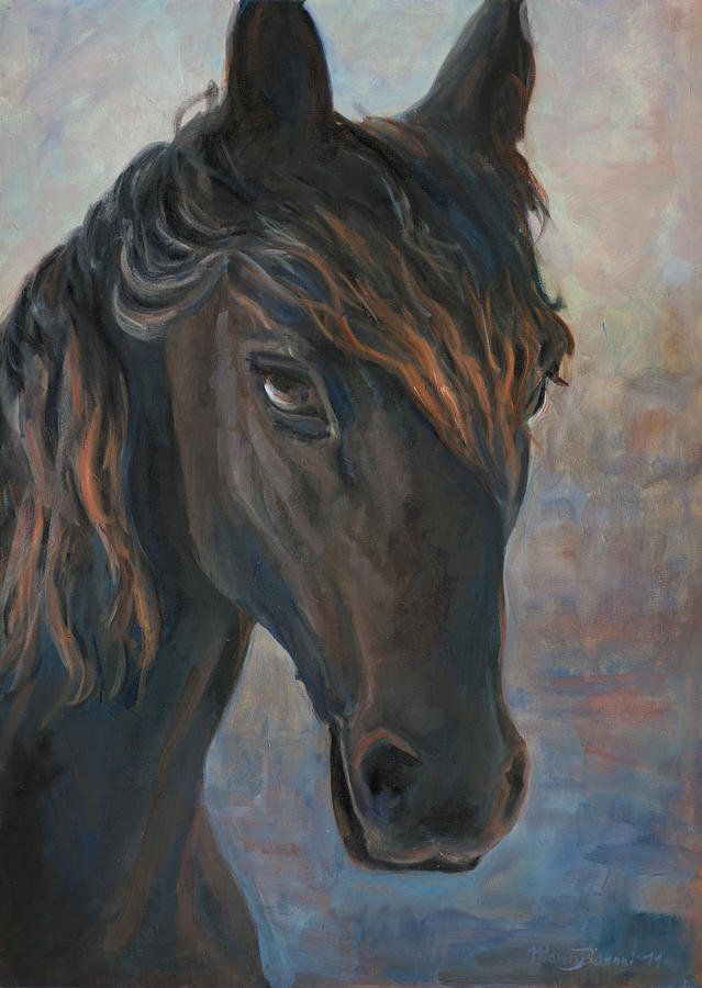 Horse Painting - Black horse by Marco Busoni