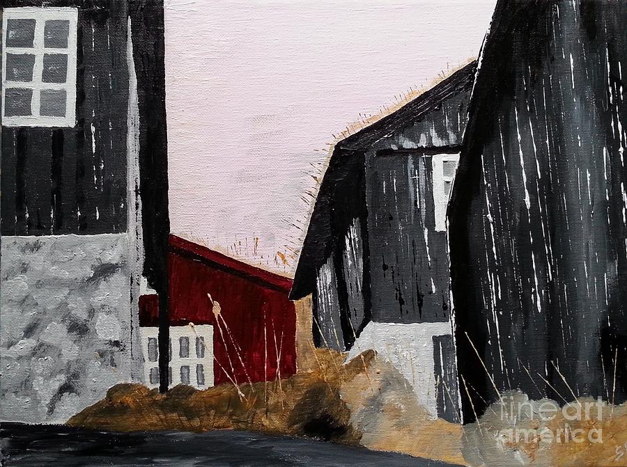 Black houses Painting by Susanne Baumann