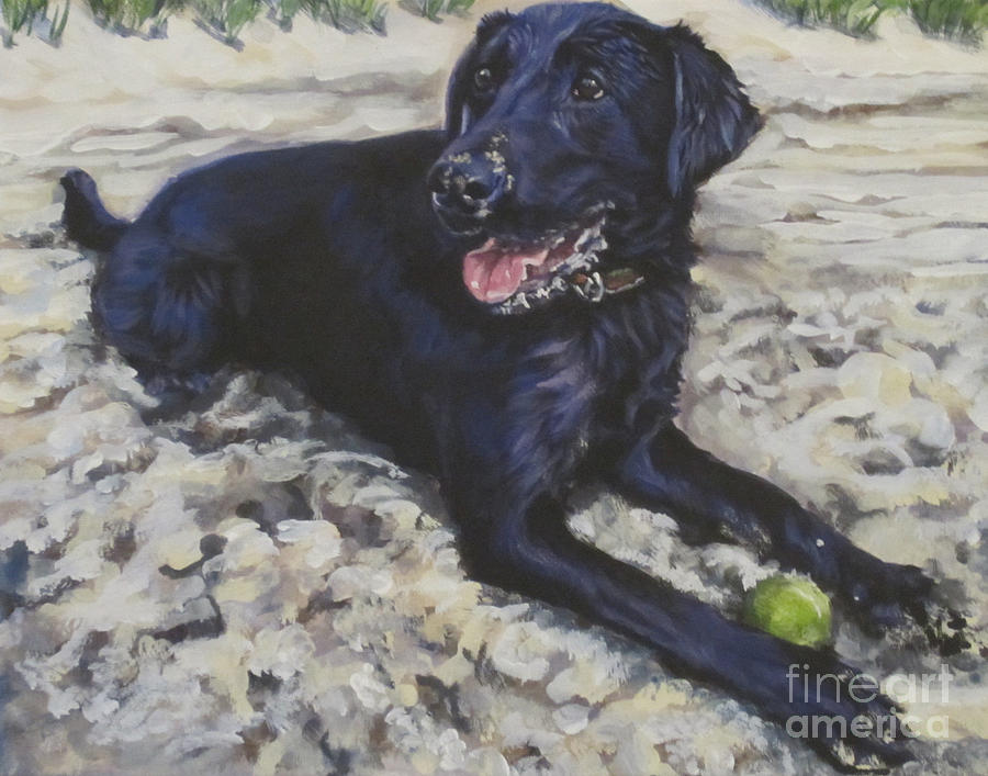 Black Lab on the Beach Painting by Lee Ann Shepard