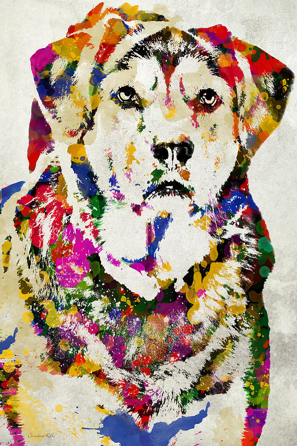 Black Lab Dog Watercolor Art Mixed Media by Christina Rollo