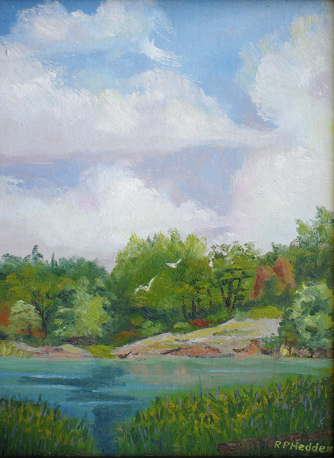 Black Lake NY Backwater Painting by Robert P Hedden