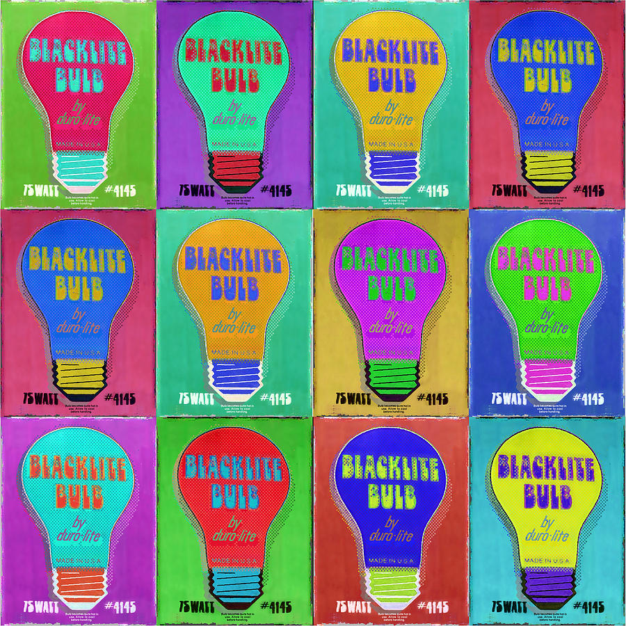 Lamp Painting - Black Light Bulbs Poster by Tony Rubino