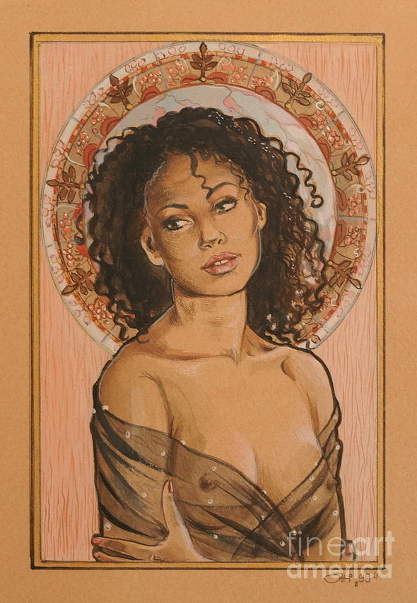 Madonna Painting - Black Madonna by Ottilia Revesz