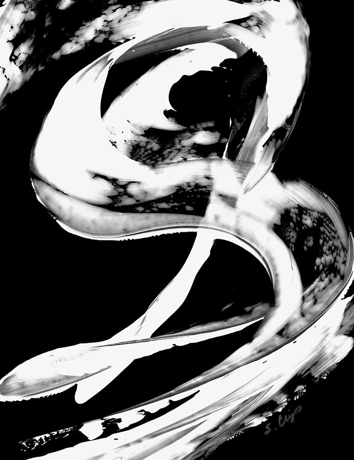 Black And White Painting - Black Magic 307 Inverted by Sharon Cummings