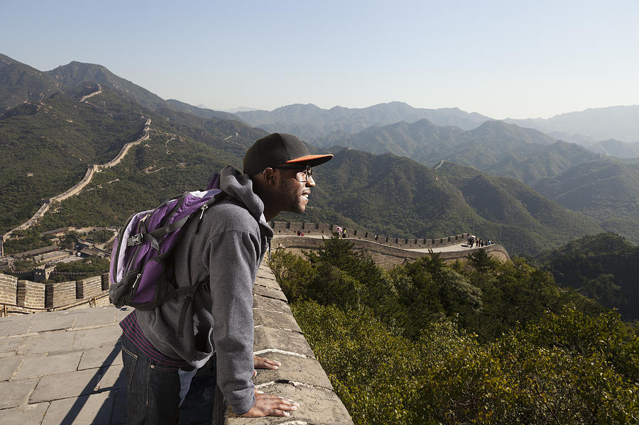 Black man standing on Great Wall of China, Beijing, Beijing, China Photograph by Roberto Westbrook