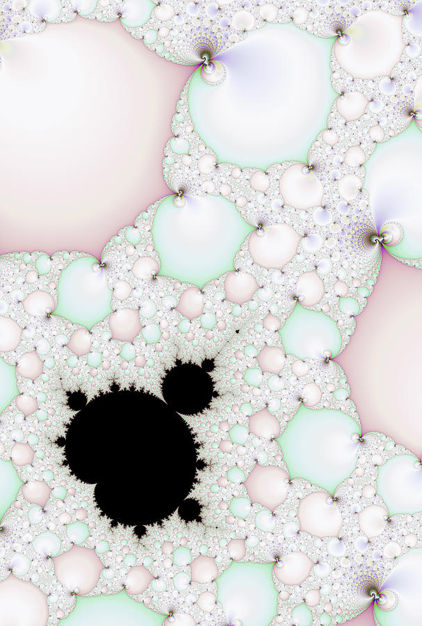 Abstract Digital Art - Black mandelbrot set on a mission in pastel space by Matthias Hauser
