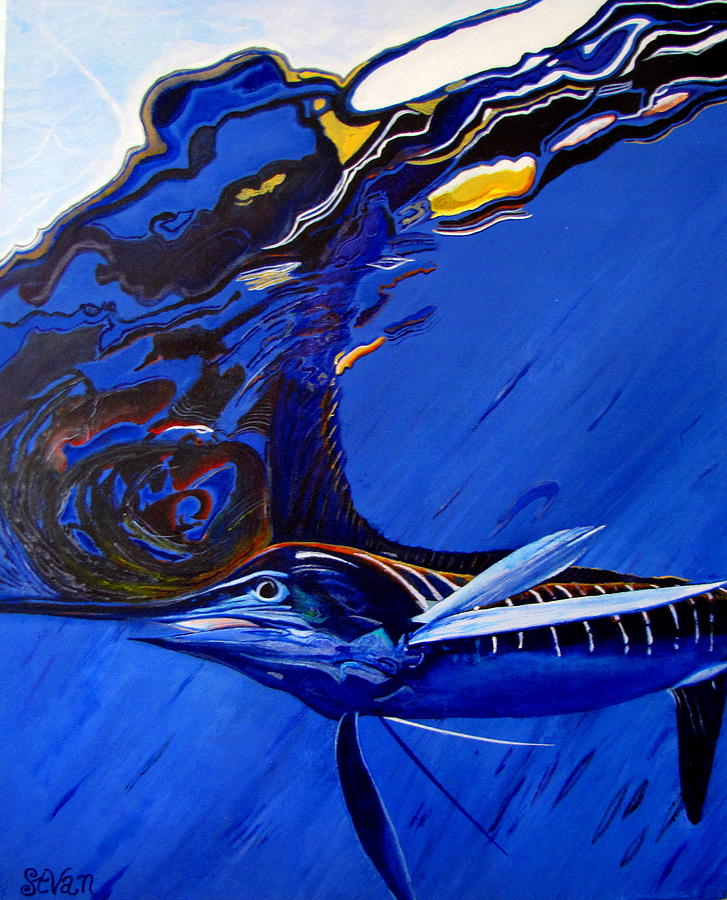 Black Marlin Swirl Painting by Robert Stvan - Fine Art America