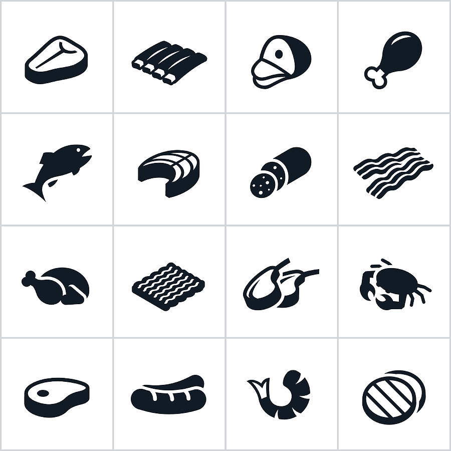 Black Meat Icons Drawing by Appleuzr
