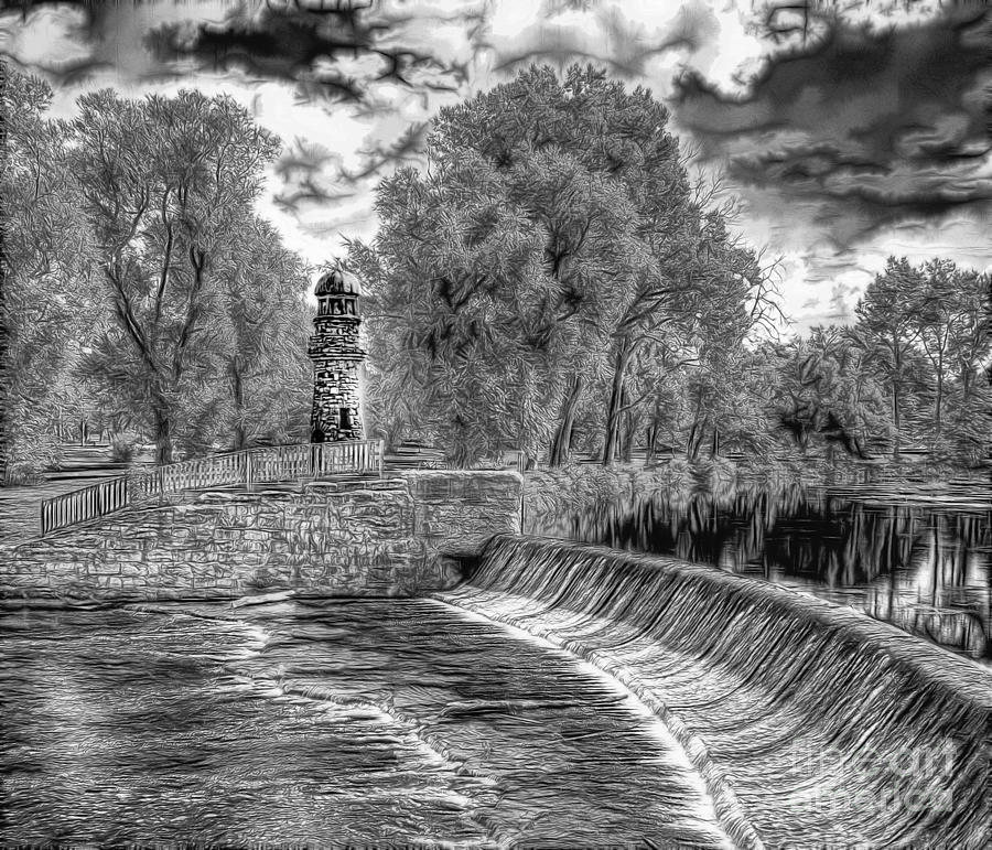 Black n White Dam and Lighthouse Photograph by Jim Lepard
