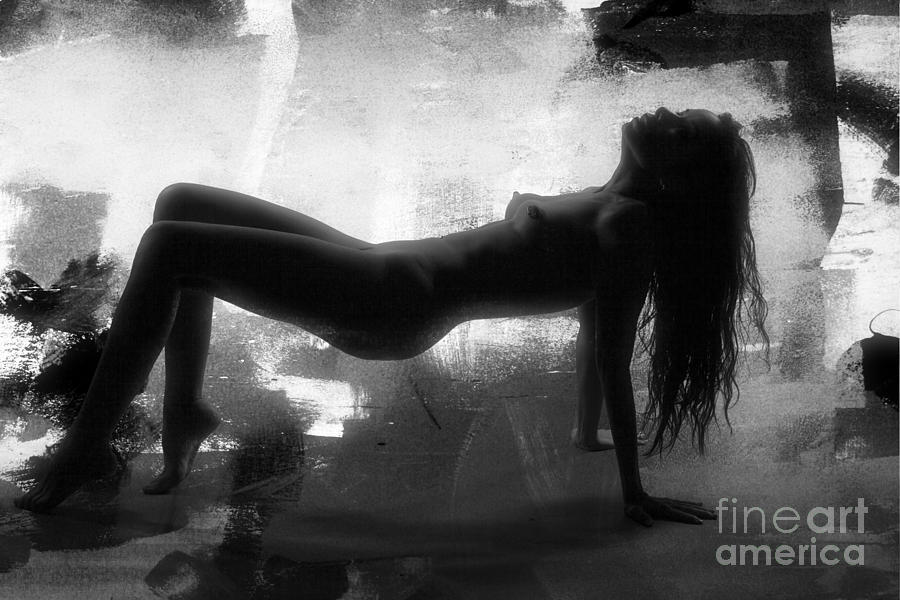Nude Photograph - Black on White Nude Silhouette  by Kendree Miller