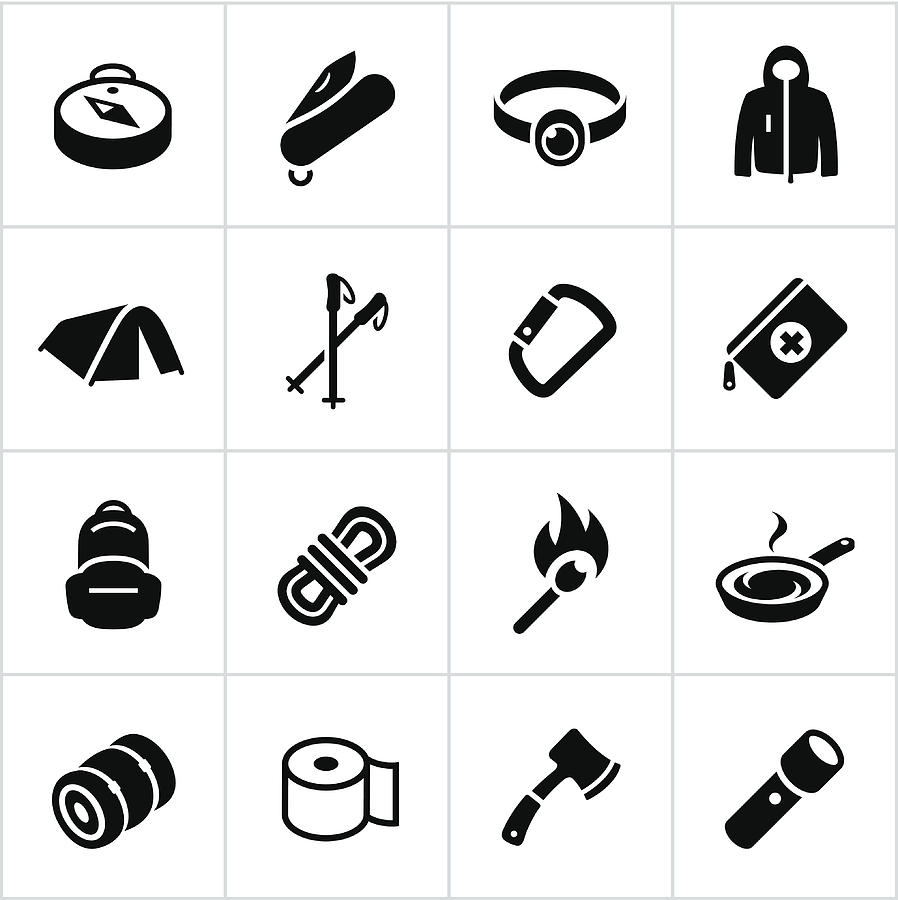 Black Outdoor Gear Icons Drawing by Appleuzr