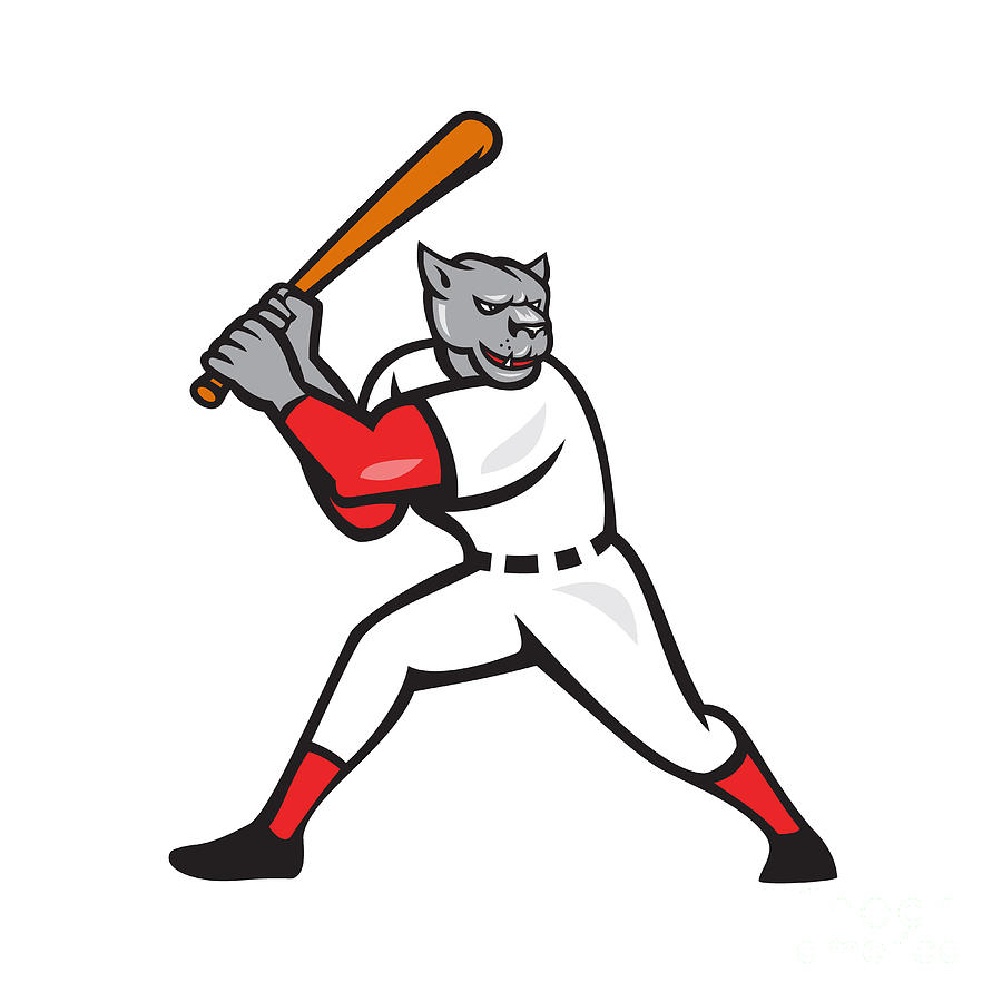 Baseball Player Batting Isolated Cartoon Poster by Aloysius