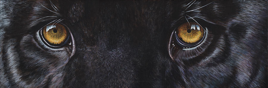 Wildlife Painting - Black Panther Eyes by Akiko Watanabe
