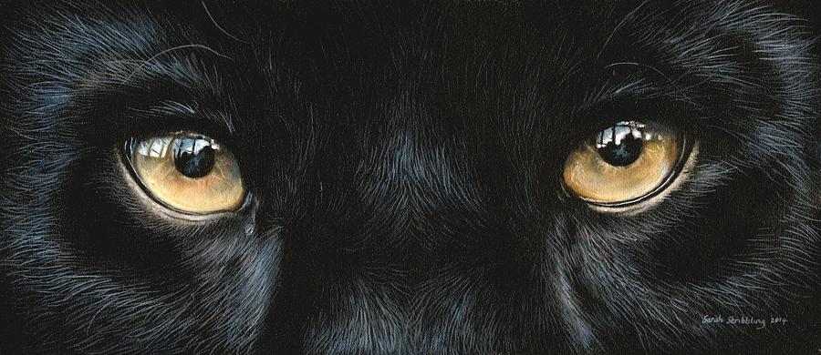 Black Panther Movie Painting - Black panther eyes by Sarah Stribbling