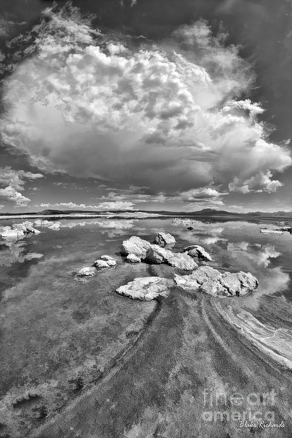 Black Point - Mono Lake Giant Cloud Black And White Photograph by Blake Richards