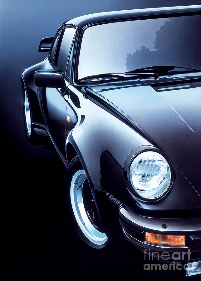 Car Digital Art - Black Porsche Turbo by MGL Meiklejohn Graphics Licensing