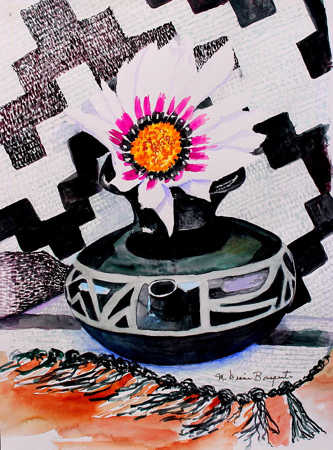 Black Pot Painting by M Diane Bonaparte