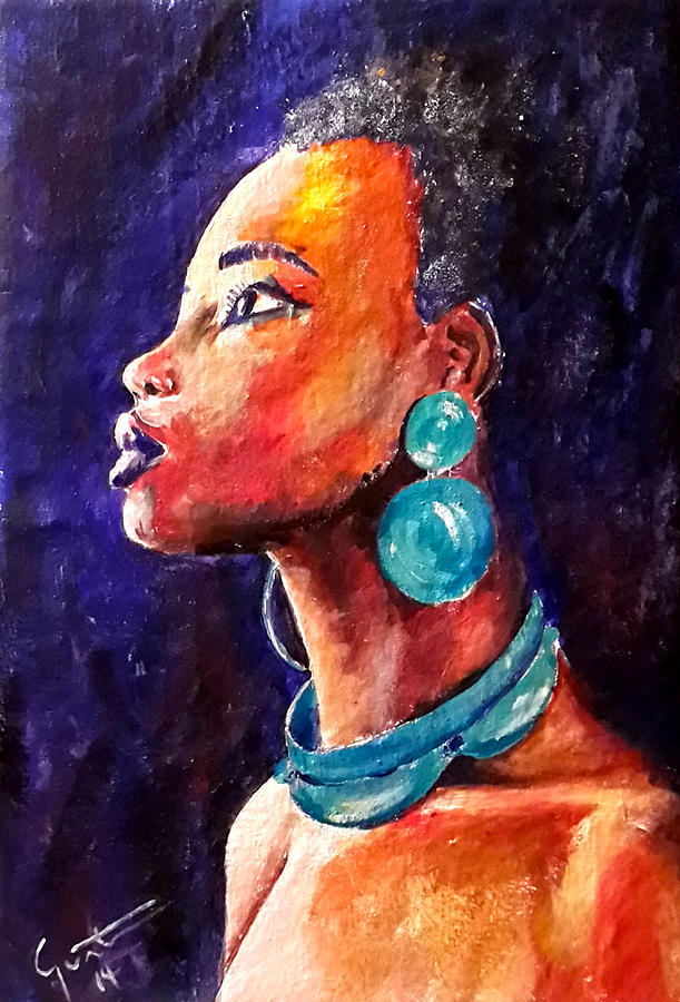 Portrait Painting - Black Princess  by Carvil Gunter