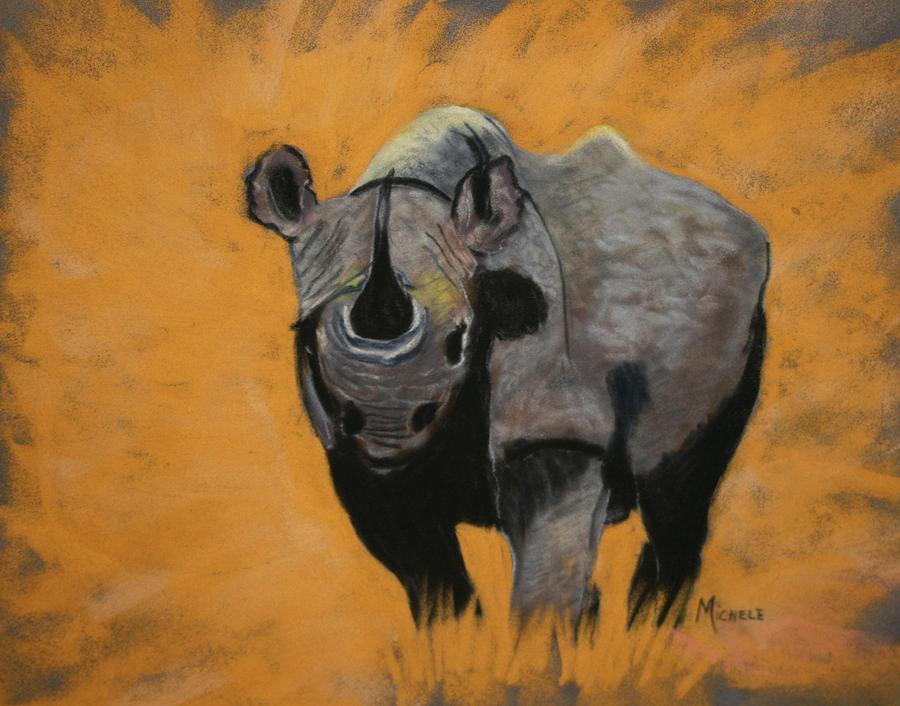 Black Rhino Pastel by Michele Turney