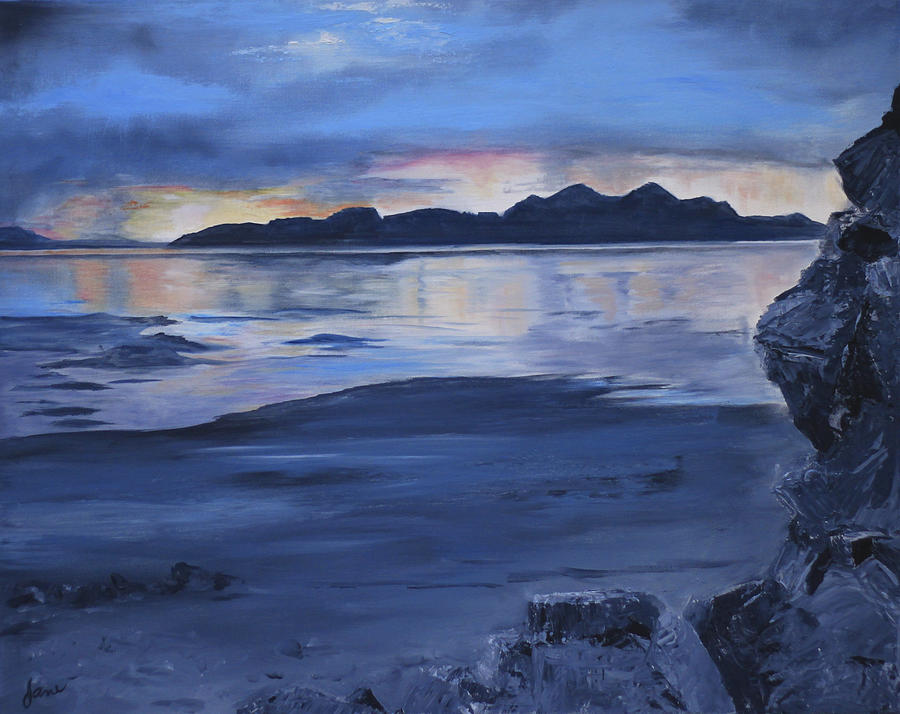 Black rock Painting by Nila Jane Autry