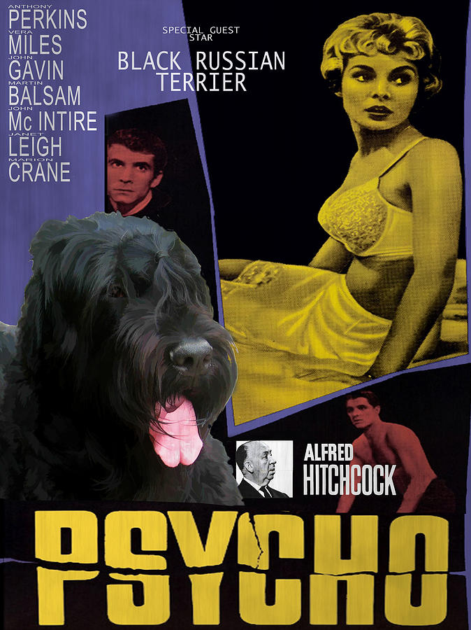 Psycho Movie Painting - Black Russian Terrier Art Canvas Print - Psycho Movie Poster by Sandra Sij