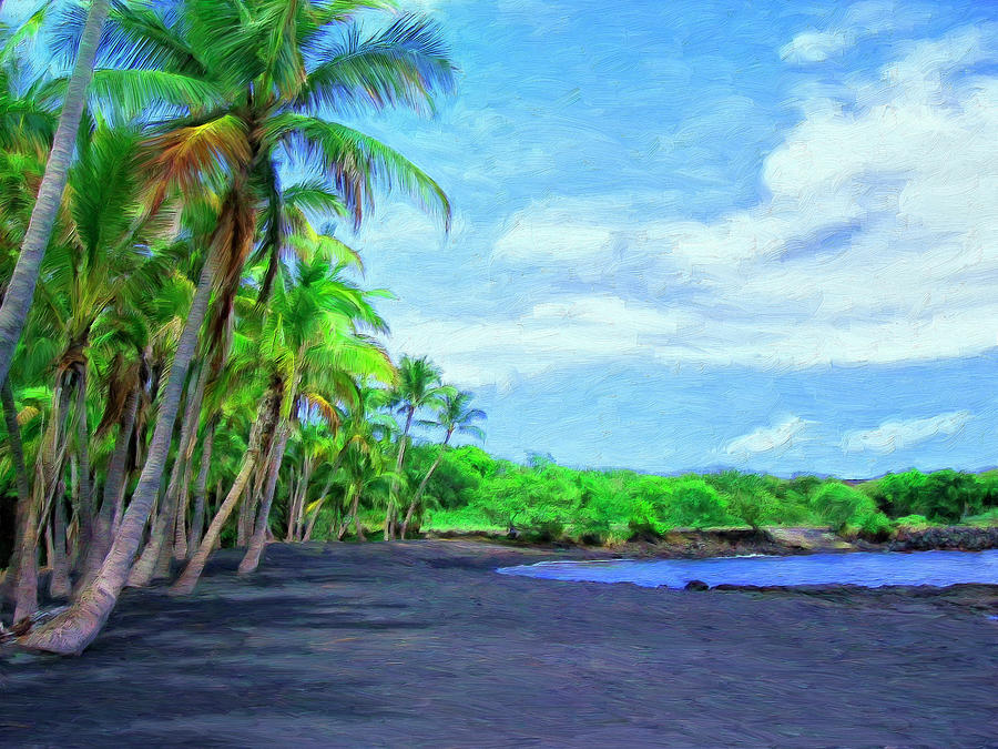 Black Sand Beach at Punaluu Painting by Dominic Piperata