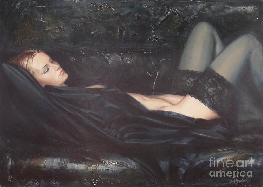 Black Silk Painting by Sergey Ignatenko