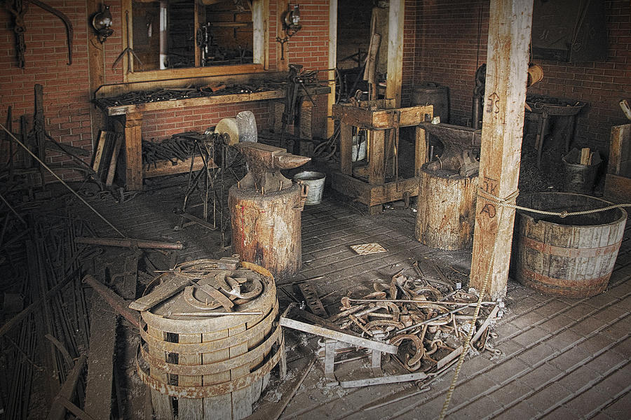 Vintage Photograph - Black Smith Shop in Fort Edmonton by Randall Nyhof