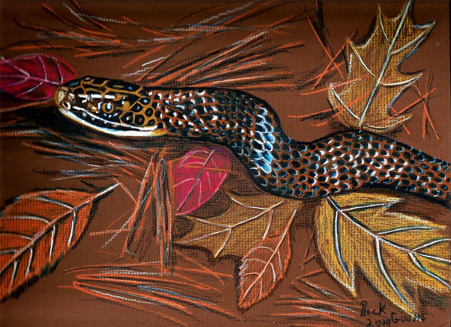 Black Snake in Leaves Painting by Richard Goohs - Pixels