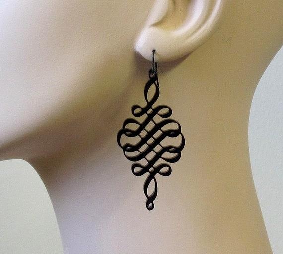 Christmas Jewelry - Black Spiral Earrings by Rony Bank