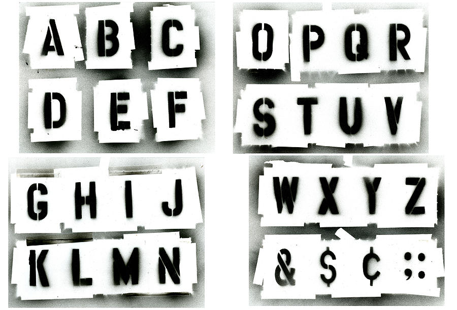 Black spray painted stencil alphabet set Photograph by spxChrome