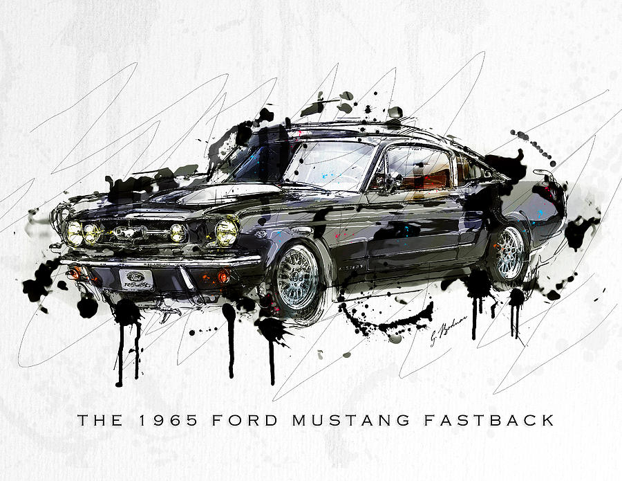 Black Stallion 1965 Ford Mustang Fastback #3 Digital Art by Gary Bodnar