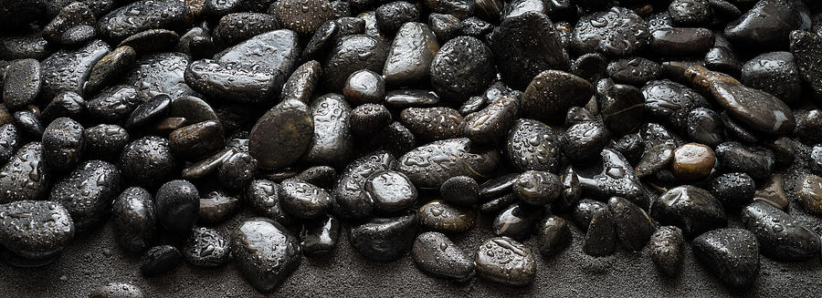 Pebbles Photograph - Black Stones by Steve Gadomski