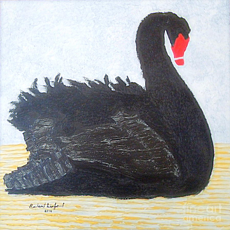 Black Swan Lake Painting by Richard W Linford
