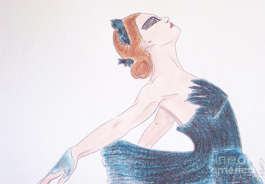 Woman Drawing - Black swan by Michaela Bautz