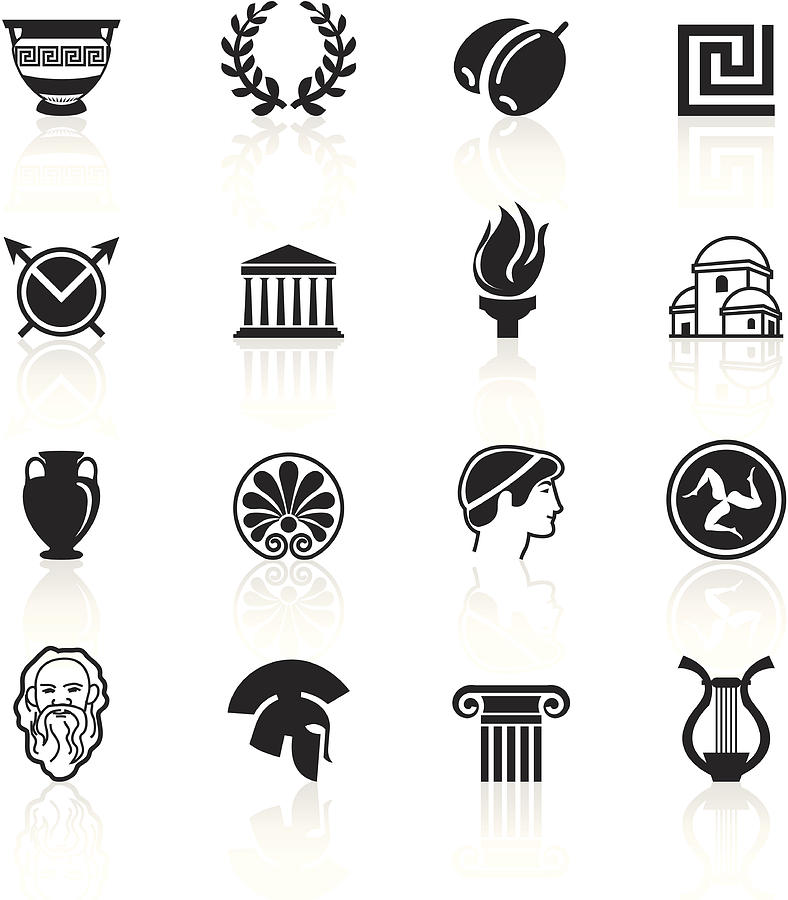 Black Symbols - Greece Drawing by Aaltazar