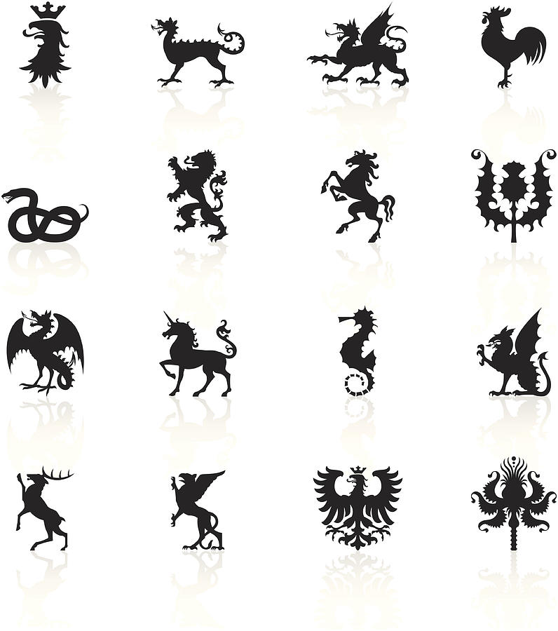 Black Symbols - Heraldic Animals Drawing by Aaltazar