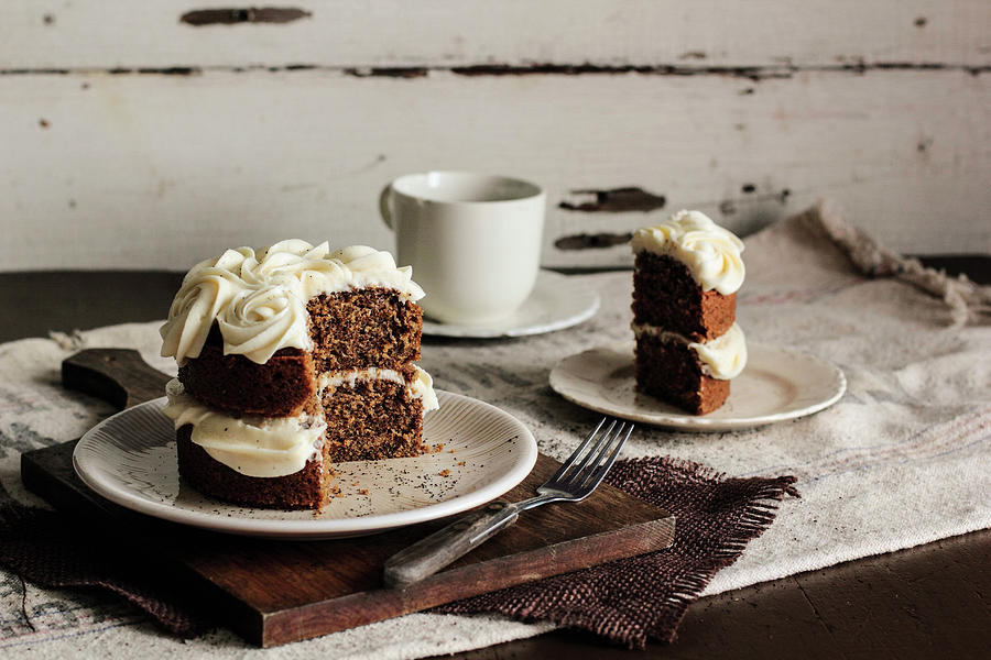 Black Tea Cake With Honey Buttercream Photograph by Kristin Rosenau