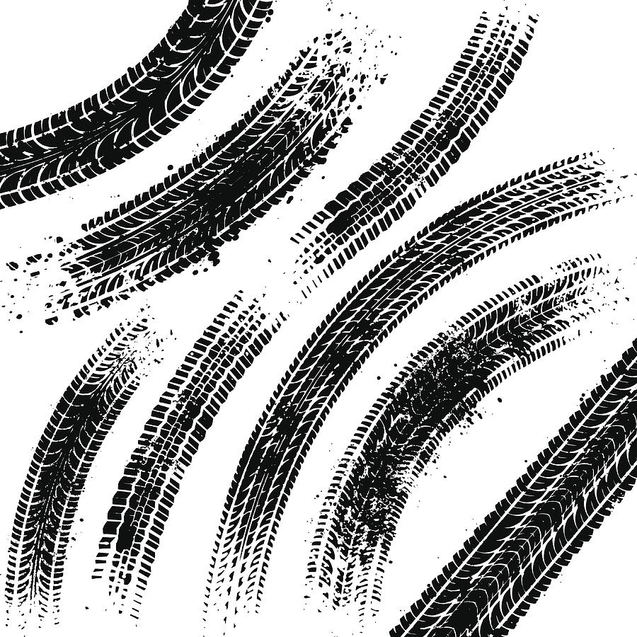 Black tyre tracks Drawing by Enjoynz