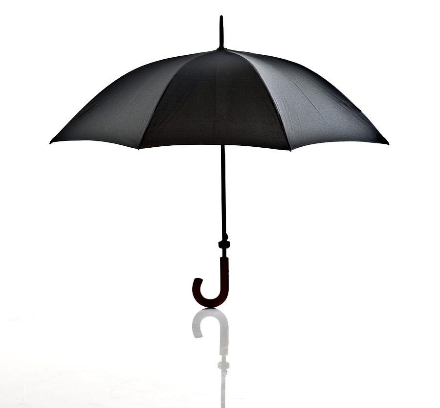 Black Umbrella On White Background Photograph by Howard Kingsnorth