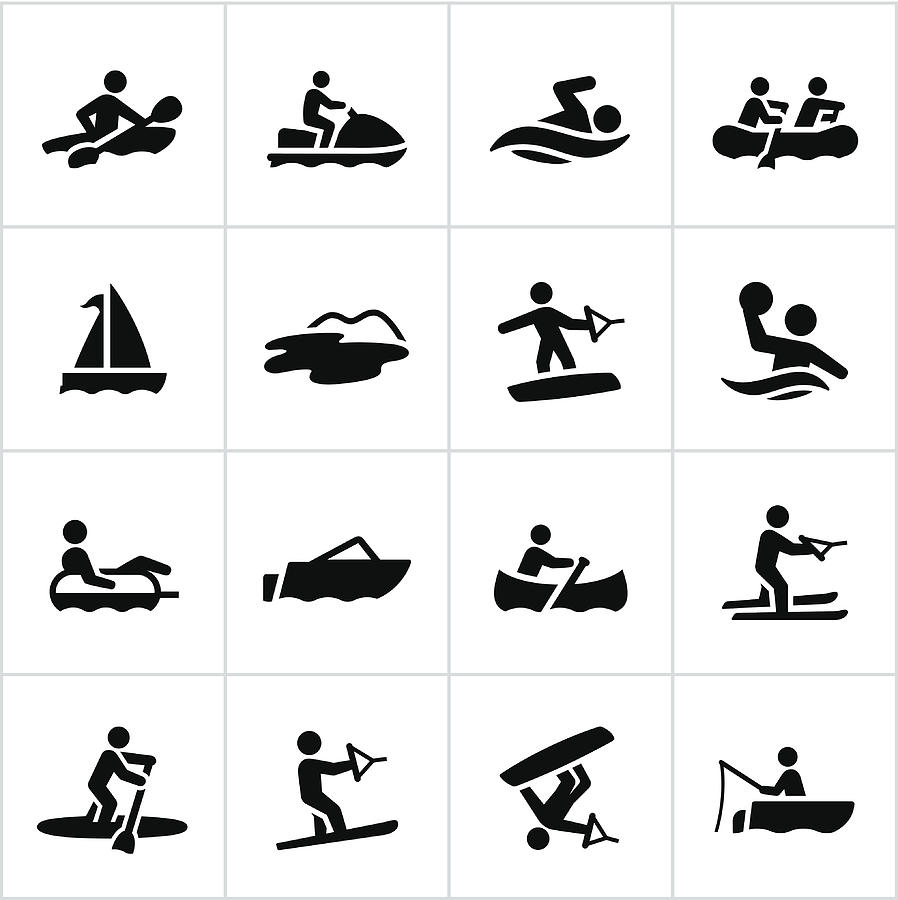 Black Water Recreation Icons Drawing by Appleuzr
