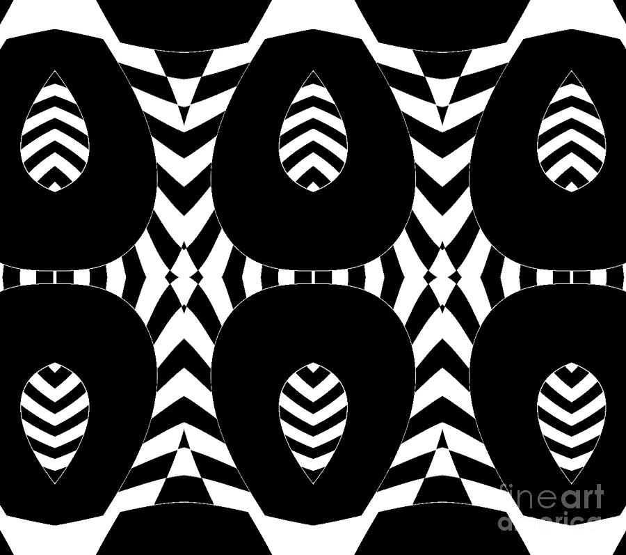 Black And White Digital Art - Geometric Black White Op Art Abstract No.264. by Drinka Mercep
