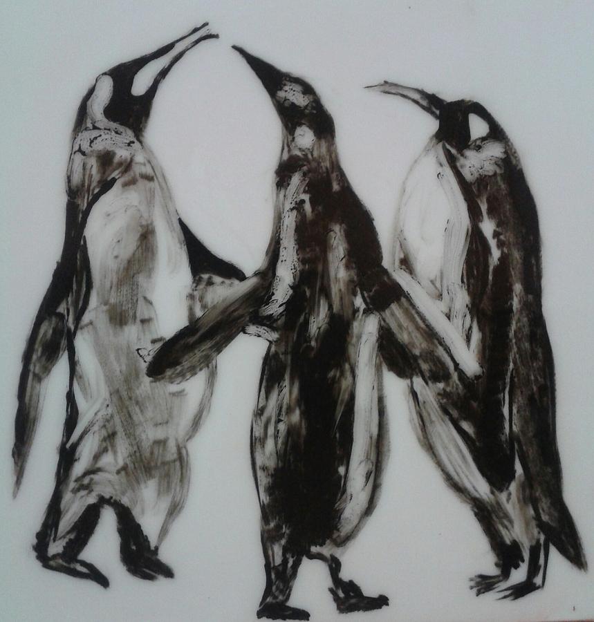Black white penguein art Painting by Shaikh Najeeb