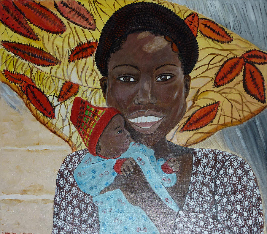 Black woman and baby Painting by Thea  Roelofs