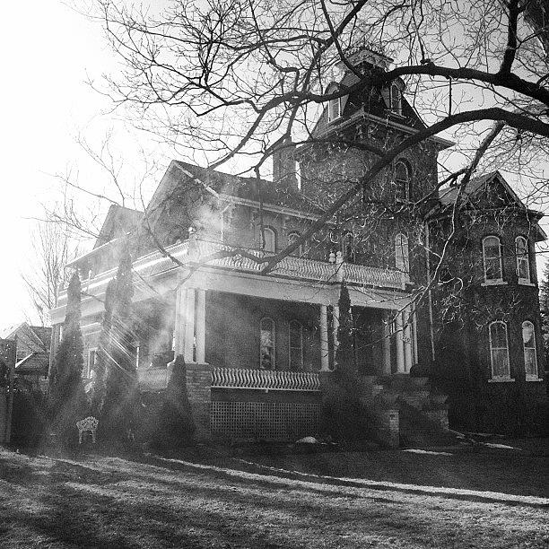 Sunset Photograph - #blackandwhite #sunset #victorianhouse by Kate Louise