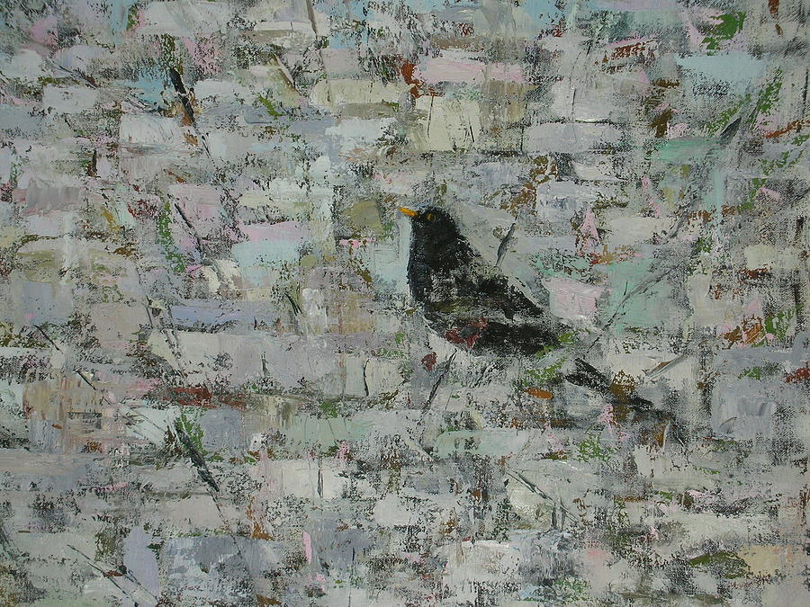 Bird Photograph - Blackbird In Tree Detail, 2012, Oil On Canvas by Ruth Addinall