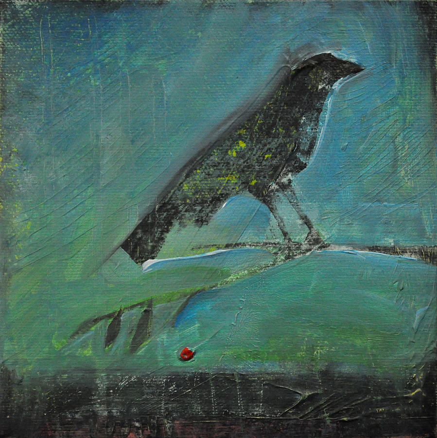 Blackbird Redberry Painting by Tim Nyberg