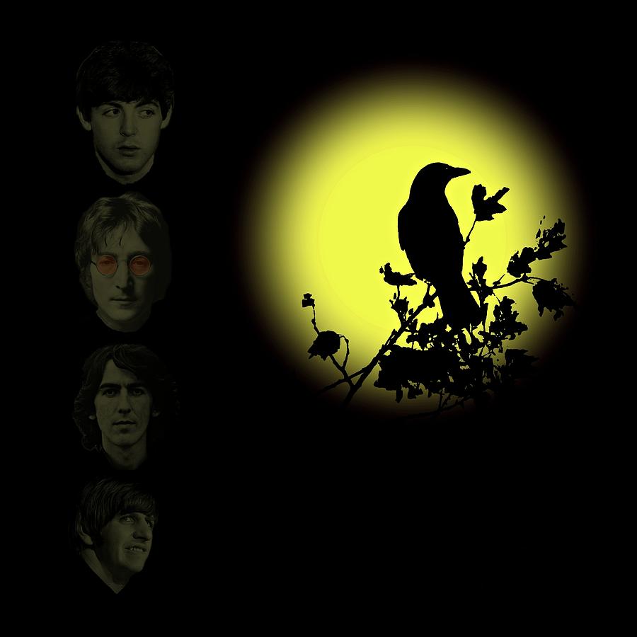 Blackbird Singing in the Dead of Night Mixed Media by David Dehner