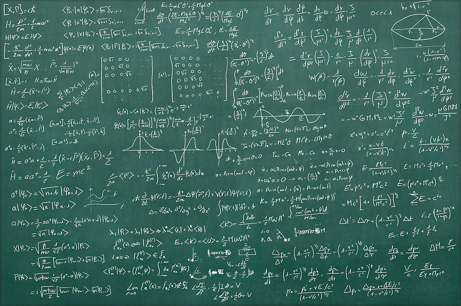 Blackboard full of equations Photograph by Virtualphoto
