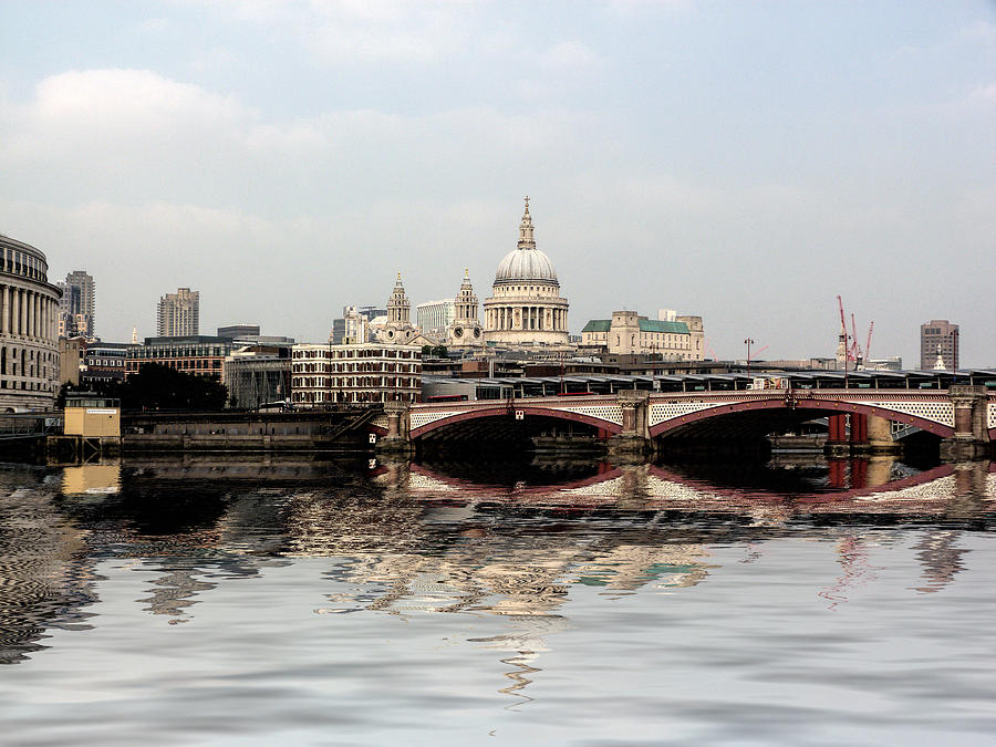 London Photograph - St Pauls Cathedral London and Blackfriars Bridge by Lynn Bolt